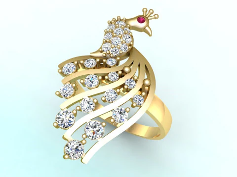 Peacock ring - Bird ring -Womens ring - N709 3D Print Model