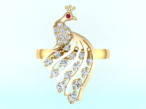 Peacock ring - Bird ring -Womens ring - N709 3D Print Model