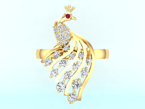 Каблучка павич - Каблучка пташка -Жіноча каблучка - N709 3D Принт Модель