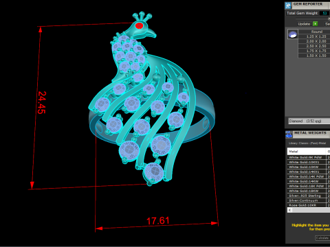 Каблучка павич - Каблучка пташка -Жіноча каблучка - N709 3D Принт Модель