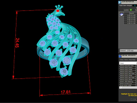 Peacock ring - Bird ring -Womens ring - N709 3D Print Model