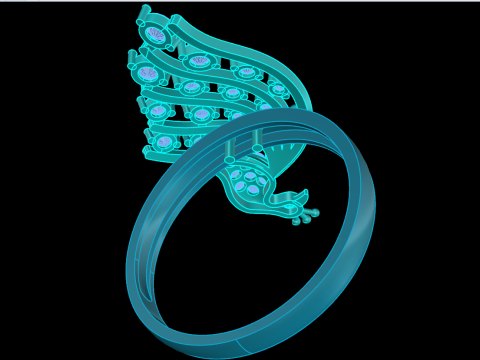 Каблучка павич - Каблучка пташка -Жіноча каблучка - N709 3D Принт Модель