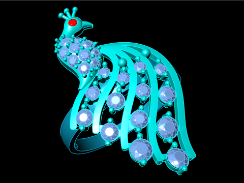 Каблучка павич - Каблучка пташка -Жіноча каблучка - N709 3D Принт Модель