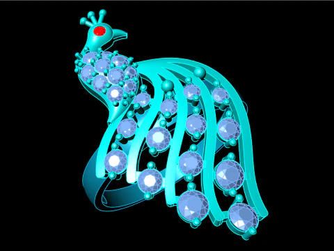 Peacock ring - Bird ring -Womens ring - N709 3D Print Model