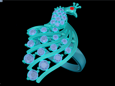 Каблучка павич - Каблучка пташка -Жіноча каблучка - N709 3D Принт Модель