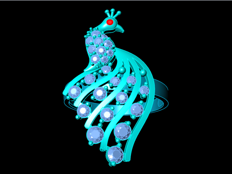 Каблучка павич - Каблучка пташка -Жіноча каблучка - N709 3D Принт Модель