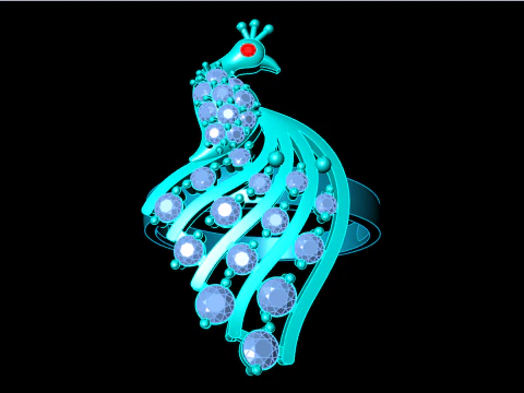 Peacock ring - Bird ring -Womens ring - N709 3D Print Model