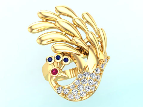 Peacock Ring - Bird ring - Womens ring - N1003 3D Print Model