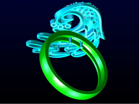 Peacock Ring - Bird ring - Womens ring - N1003 3D Print Model