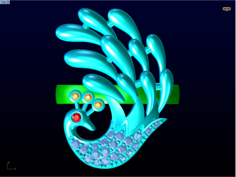 孔雀戒指 - 鸟戒指 - 女士戒指 - N1003 3D 打印模型