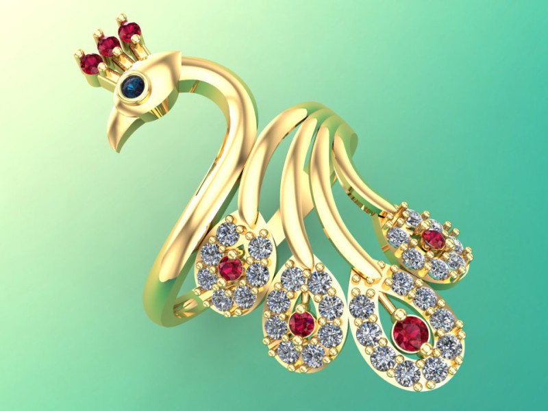 Peacock ring - Bird ring -Womens ring - N1205 3D Принт Модель .c4d .max .obj .3ds .fbx .stl .blend