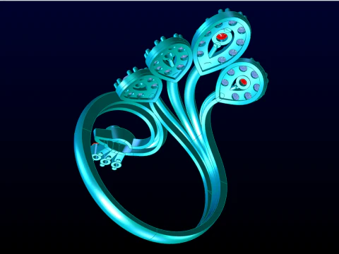 Peacock ring - Bird ring -Womens ring - N1205 3D Print Model