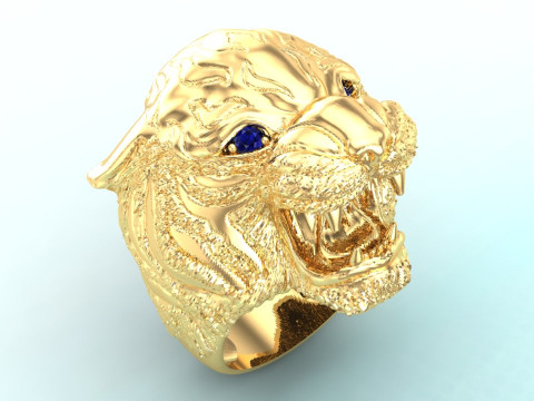 Tiger ring - Mens ring - N255 Modelo de impresión 3D