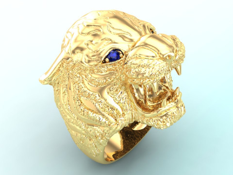 Tiger ring - Mens ring - N255 Modelo de impresión 3D