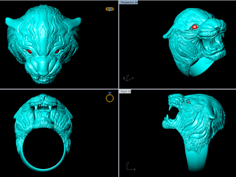 Tiger ring - Mens ring - N255 Modelo de impresión 3D