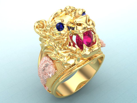 Tiger ring - Mens ring - N900 3D Druckmodell