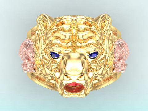 Tiger ring - Mens ring - N900 3D Druckmodell