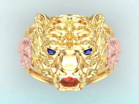 Tiger ring - Mens ring - N900 3D Print Model