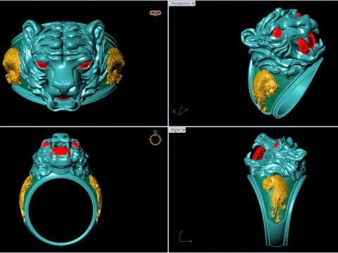 Tiger ring - Mens ring - N900 3D Print Model