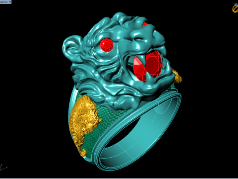 Tiger ring - Mens ring - N900 3D Print Model