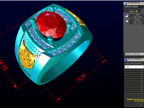 Tiger ring - Mens ring - N925 3D प्रिंट मॉडल