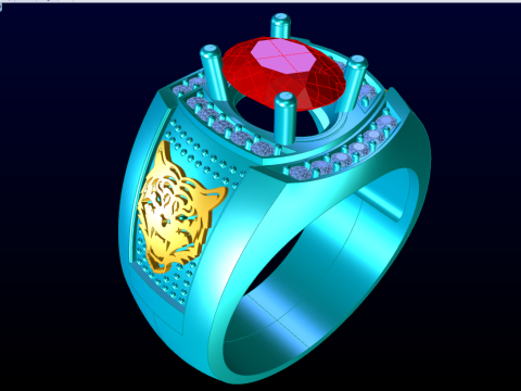 Tiger ring - Mens ring - N925 3D प्रिंट मॉडल