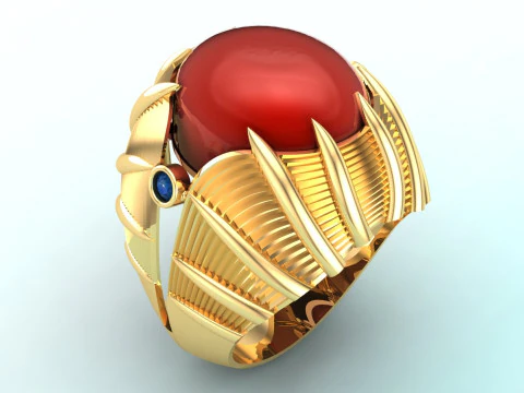 Męski owalny pierścionek z kamieniem - Męski pierścionek - N230 Model do druku 3D