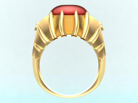 Mens oval stone ring - Mens ring - N230 3D Print Model