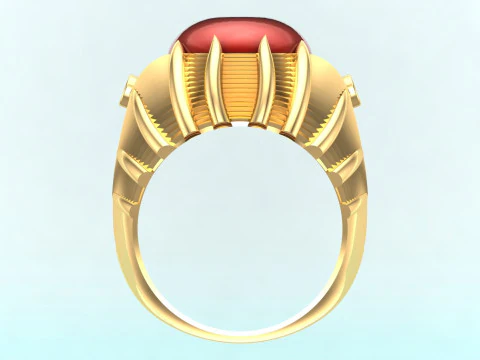 Mens oval stone ring - Mens ring - N230 3D Print Model