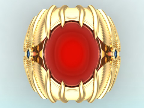 Mens oval stone ring - Mens ring - N230 3D Print Model