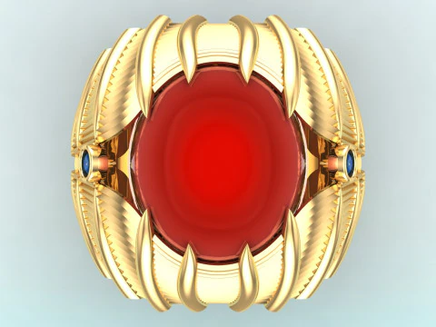 Mens oval stone ring - Mens ring - N230 3D Print Model