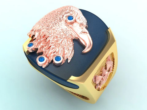 Pierścień z orłem - Męski pierścionek z orłem - Pierścień z ptakiem - Pierścionek męski - N843 Model do druku 3D