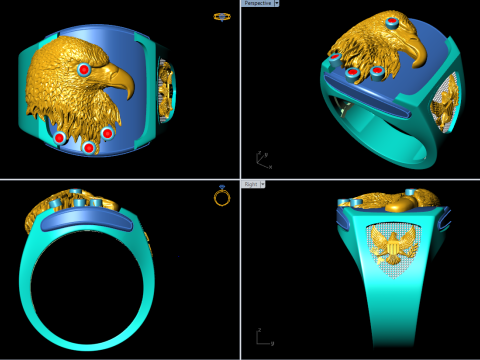Eagle ring - Mens Eagle ring - Bird ring - Mens ring - N843 3D printmodel