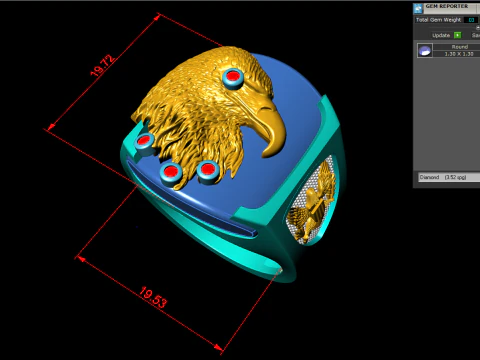 Eagle ring - Mens Eagle ring - Bird ring - Mens ring - N843 3D Print Model