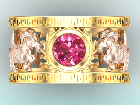 Goat Ring - Mens Goat Ring - Mens Ring - N805 3D printmodel