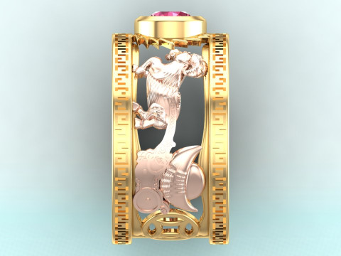 Goat Ring - Mens Goat Ring - Mens Ring - N805 3D printmodel