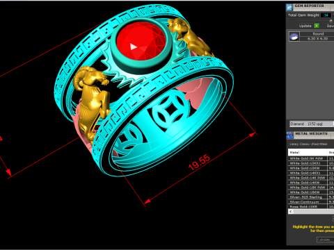 Goat Ring - Mens Goat Ring - Mens Ring - N805 3D printmodel