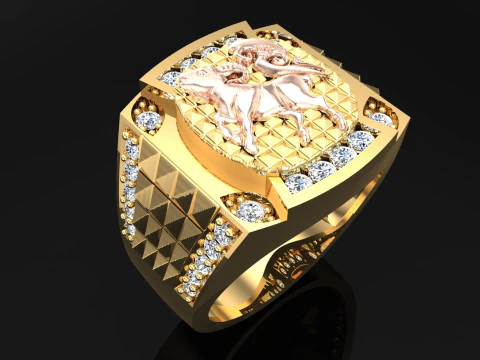 Cincin Kambing - Cincin Kambing Pria - Cincin Pria - N1137 Model Cetak 3D