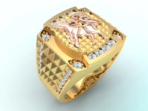 Goat ring - Mens goat ring - Mens ring - N1137 3D Print Model