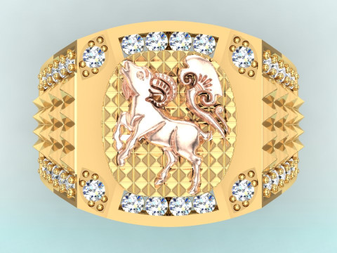 Goat ring - Mens goat ring - Mens ring - N1137 3D Baskı Modeli