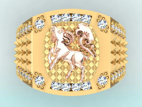 Goat ring - Mens goat ring - Mens ring - N1137 3D Print Model