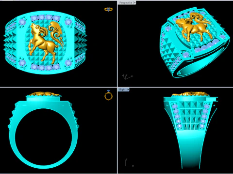 Goat ring - Mens goat ring - Mens ring - N1137 3D Print Model