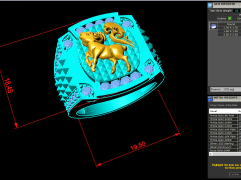 Goat ring - Mens goat ring - Mens ring - N1137 3D Print Model