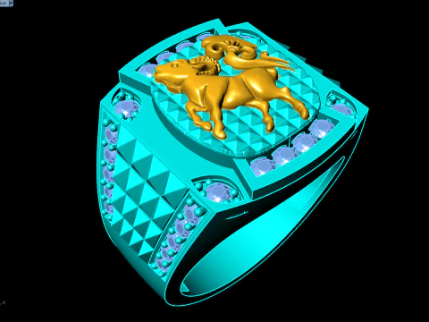 Goat ring - Mens goat ring - Mens ring - N1137 3D Print Model
