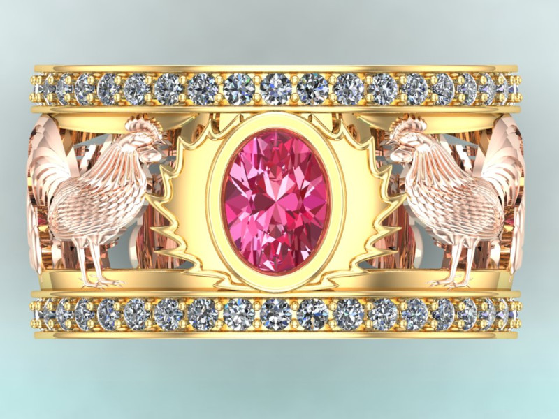 Chicken ring - Mens chicken ring - Mens ring - N210 3D Druckmodell .c4d .max .obj .3ds .fbx .stl .blend