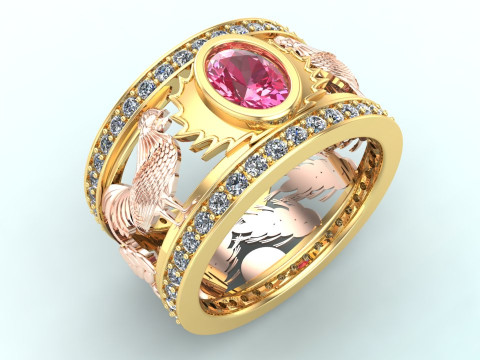 Chicken ring - Mens chicken ring - Mens ring - N210 3D Druckmodell