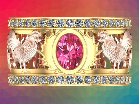 Chicken ring - Mens chicken ring - Mens ring - N210 3D Druckmodell