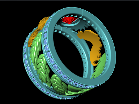 Chicken ring - Mens chicken ring - Mens ring - N210 3D Druckmodell