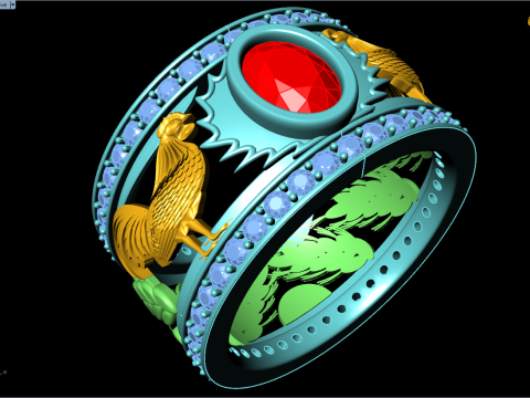 Chicken ring - Mens chicken ring - Mens ring - N210 3D Druckmodell