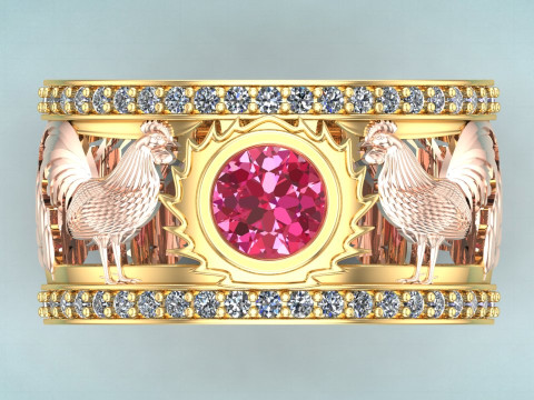Chicken ring - Mens chicken ring - Mens ring - N1058 Modèles 3D en vedette